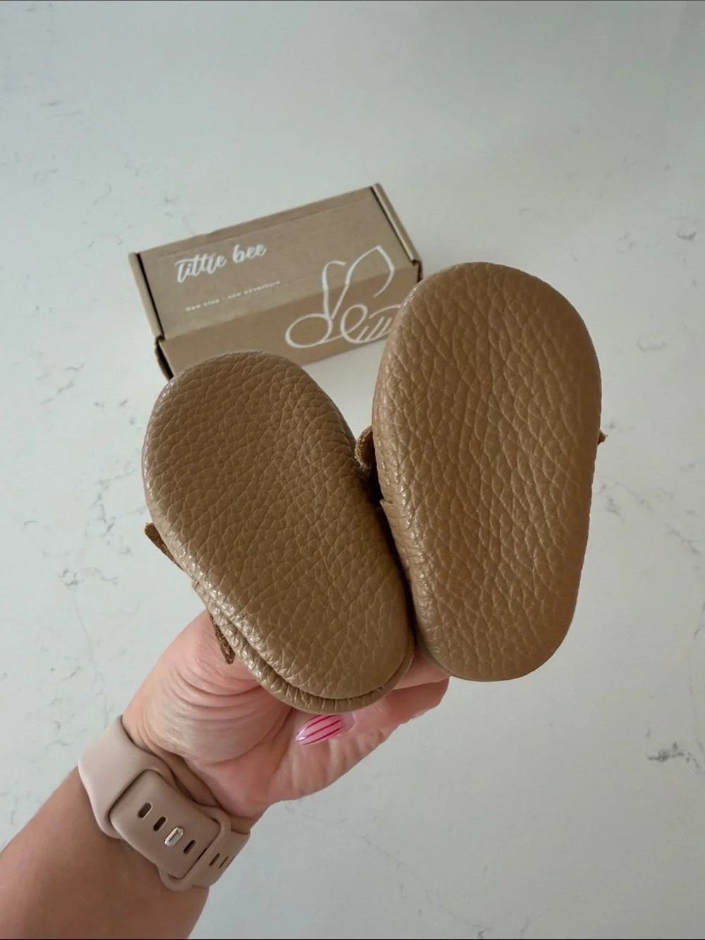 Little Bee Genuine Leather Brown Bow Moccasins 3-6m Baby